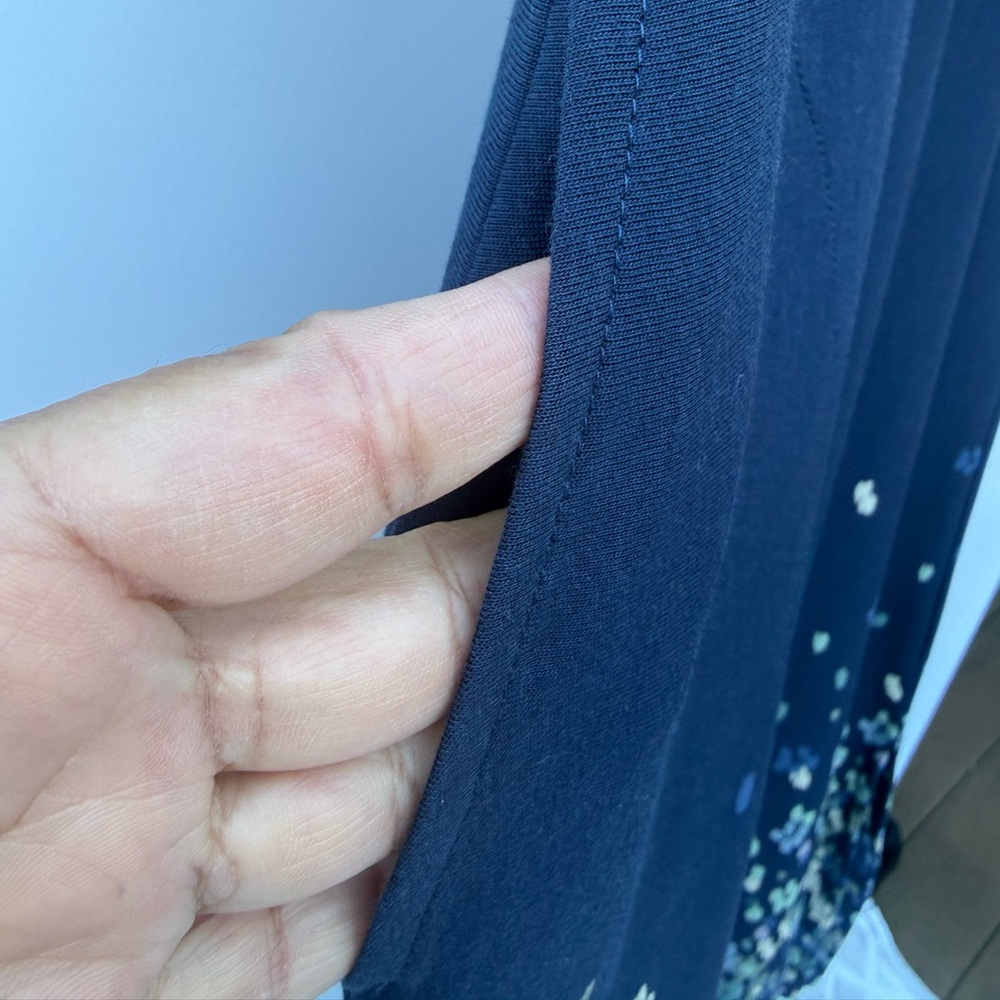 Pure J. Jill Navy Floral Border-Print Maxi Dress Pockets Side Slits - Picture 5 of 14